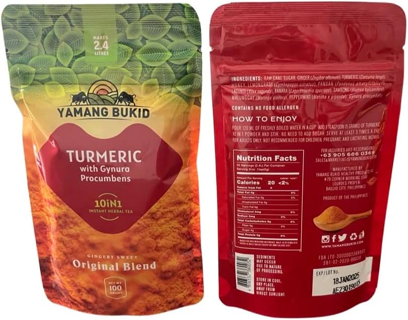 Yamang Bukid Turmeric 10 in 1 instant herbal tea (100g, 1 pack)