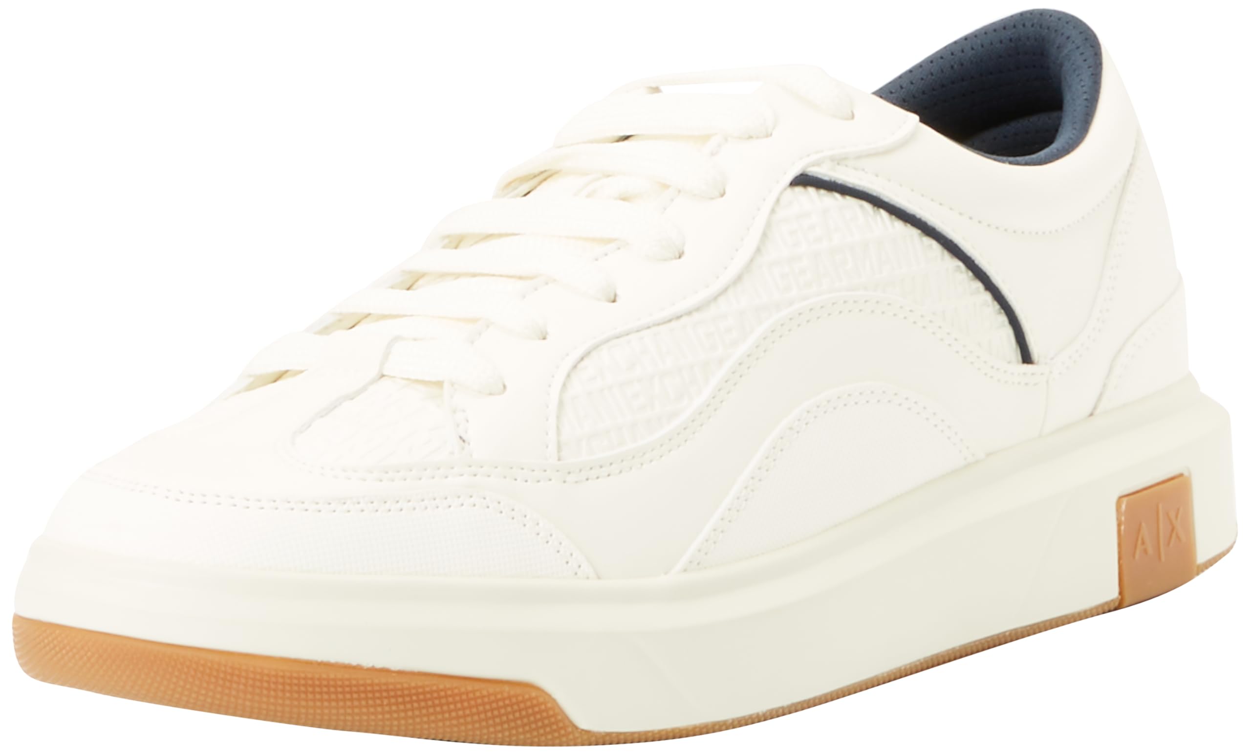 Armani Exchange Men's Venice, Debossed Logo, Chunky Sneaker, Off White Navy, 7 UK