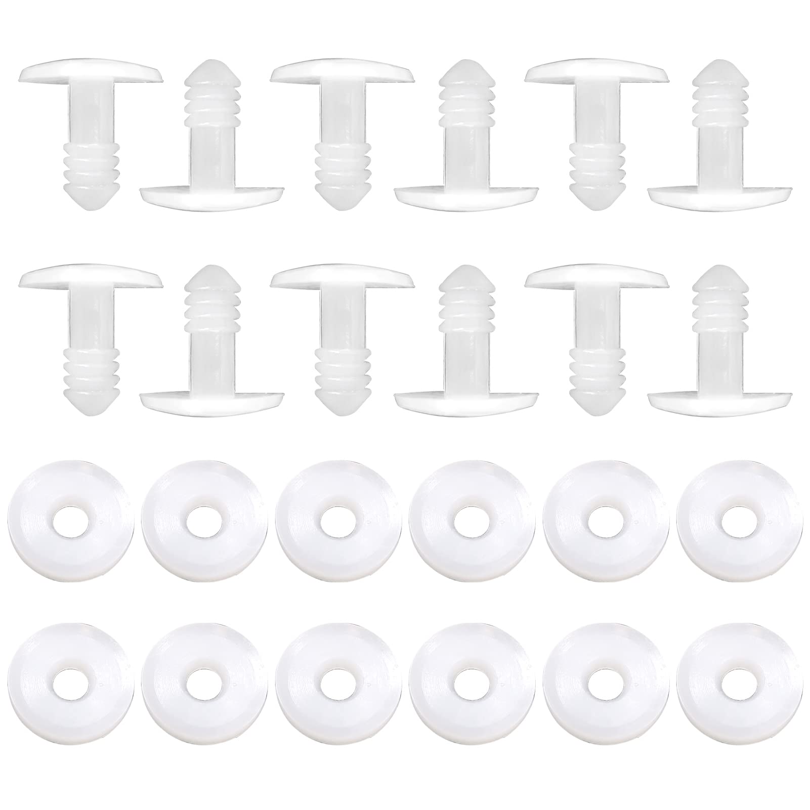 TOAOB - Set di 50 articolazioni per Bambole articolate in plastica Bianca, 15 mm, con guarnizioni e rondelle Rotonde, per Peluche, Braccia, Gambe e Membri, Teste