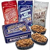 Nuts Gift Basket for Men - 3 Spirit-Infused Gourmet Nut Flavors, Bourbon, Moonshine, Pale Ale in Tin Box - Great Snack Gift for Men, Birthday Gift, Food Gift, Christmas Gift for Men, Dad, Family
