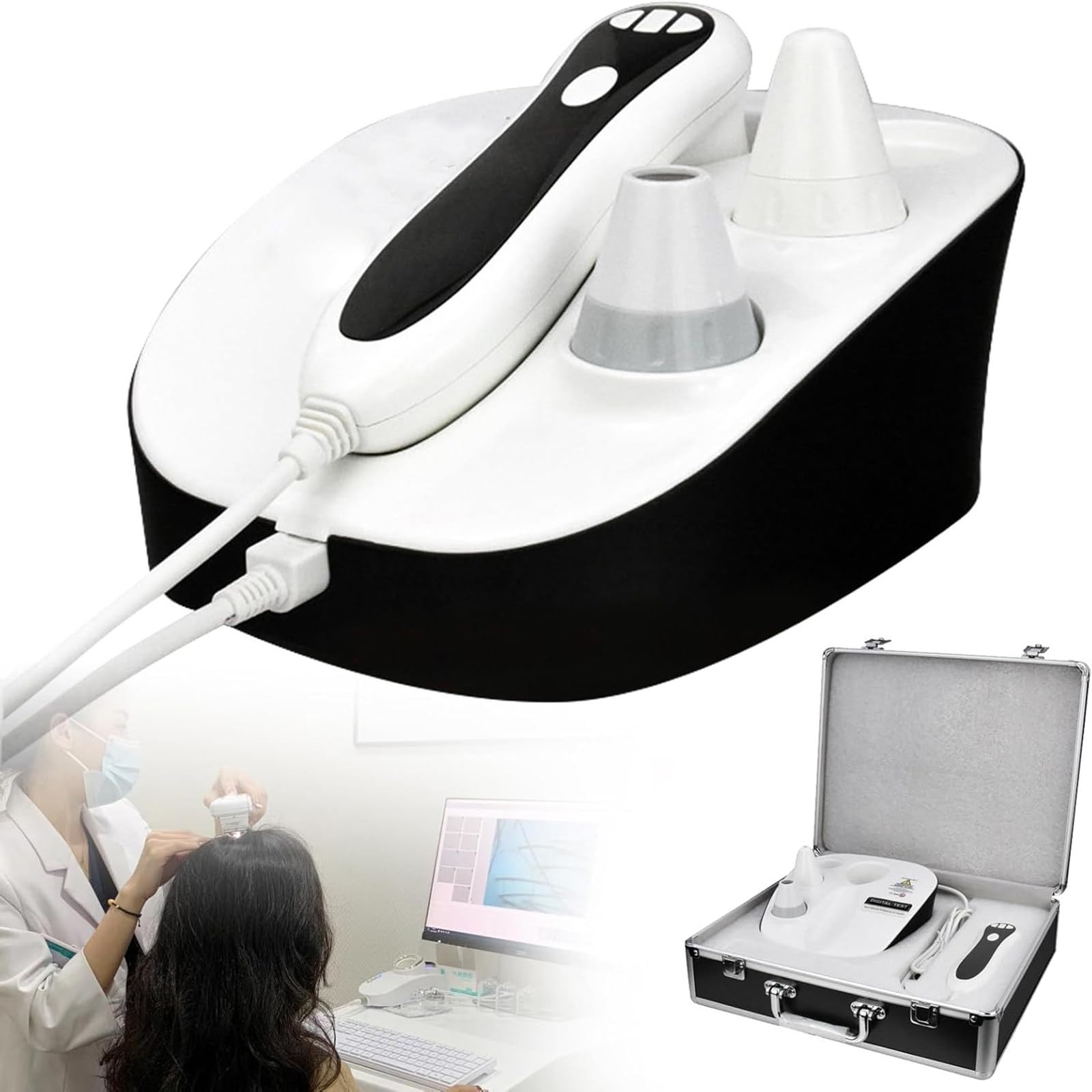 Detector de piel, cabello y cuero cabelludo,analizador capilar de diagnóstico de piel 50X,herramienta de cuidado de la piel para salones de belleza en casa, spas.