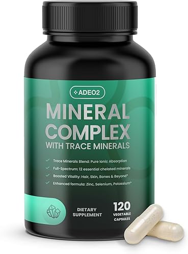 Mezcla premium de 52 oligominerales complejos con minerales esenciales en forma quelatada - Todo natural y 100% orgánico - 120 cápsulas - Mezcla