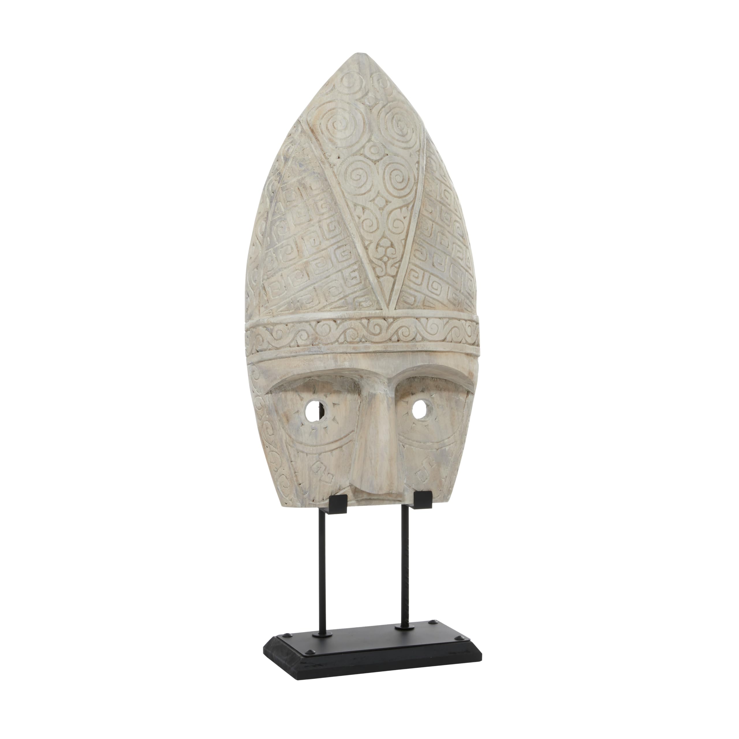 木製彫刻マスク 波状デザイン 一枚物 Amazon.co.jp: Deco 79