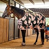 Jeffers Expression Fleece Cooler for Horses, Standard Neck, Rose Garden 69'- Equine Towel Blanket, Moisture Absorbent, Light Weight, Best for Drying, Exercise, Bathing, Adjustable Belly Bands