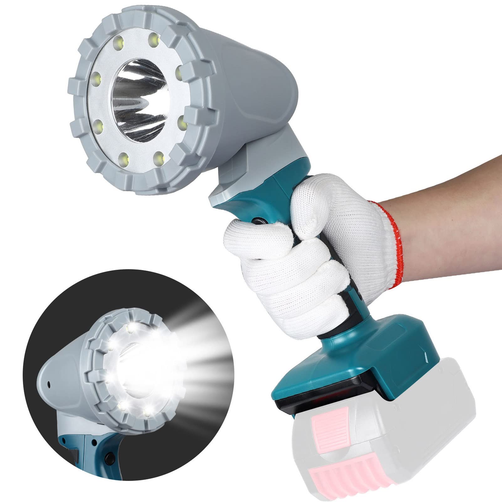 Kabellose LED-Arbeitsleuchte, 3 Beleuchtungsmodi, 600 Lm, 1200 Lm, 1400, 5000 K, IP65, Tragbare Arbeitsleuchte, Kompatibel mit 14,4–21 V Lithium