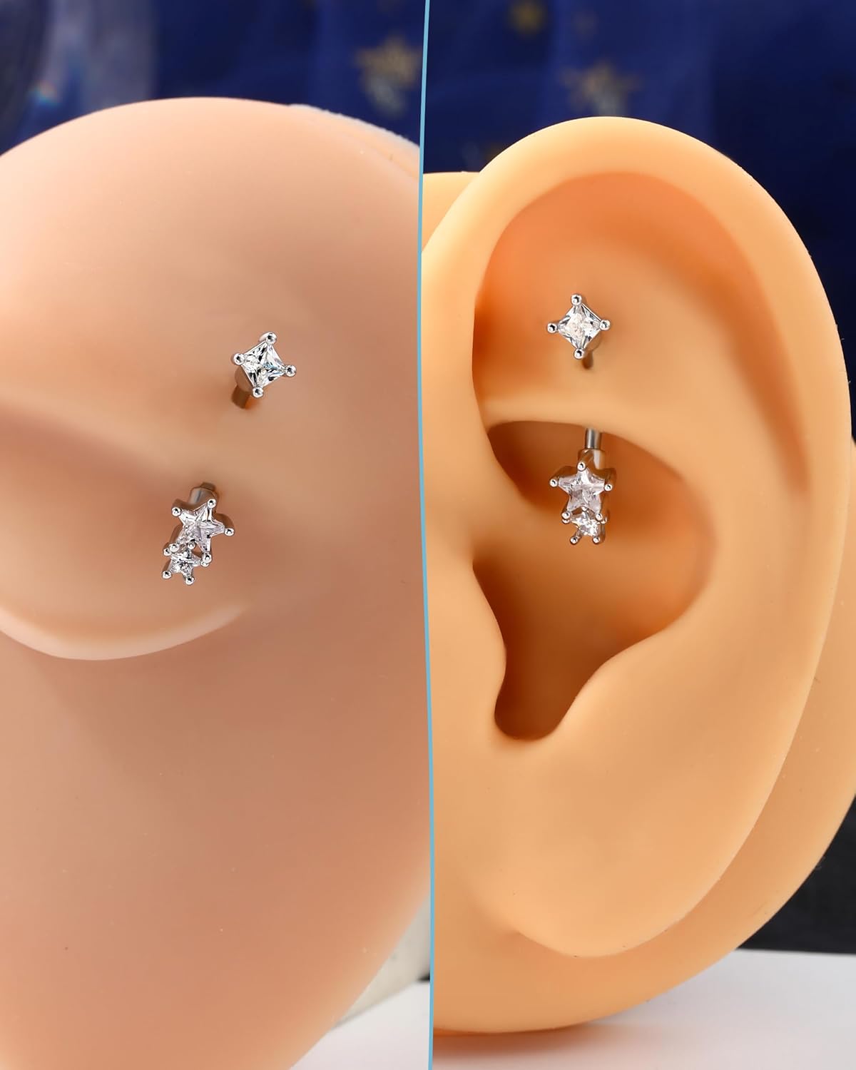 Minimalist Star Rook Earrings 16G Eyebrow Jewelry Surgical Steel Rook Piercing Jewelry Belly Button Ring Curved Barbell - Image 3