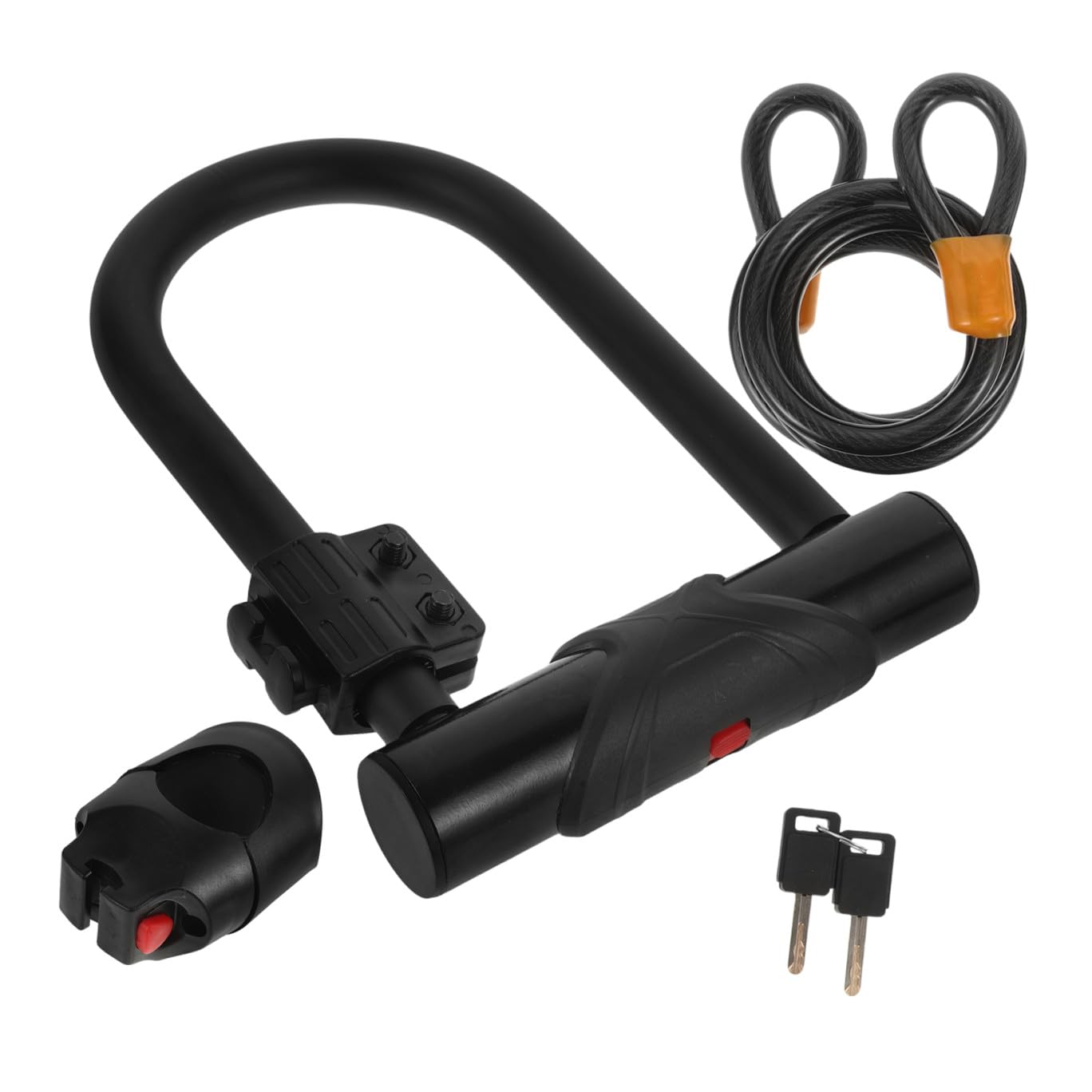 Antivol Vélo en U avec Câble Acier, Serrure à Clé Noire | Acier et Pvc, Format Voyage, Usage Cyclisme Extérieur, Système de Verrouillage Double, Protection du Cadre