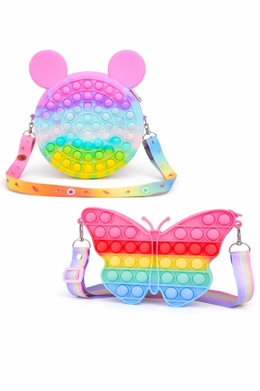 Pop It Sling Bag Combo for Kids (Pack of 2) – Rainbow Silicone Push Pop Bubble Crossbody Bags Cute Shoulder Bag for Girls-image-17