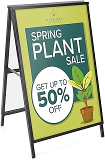 Real Estate Sign 24â€w x 40â€h x 24-1/2â€d Black Coated Steel Metal Property Signage with a 22-1/4â€w x 34â€h Viewable Area â€“ Yard A-Frame Has a Slide-in Design for Loading Posters