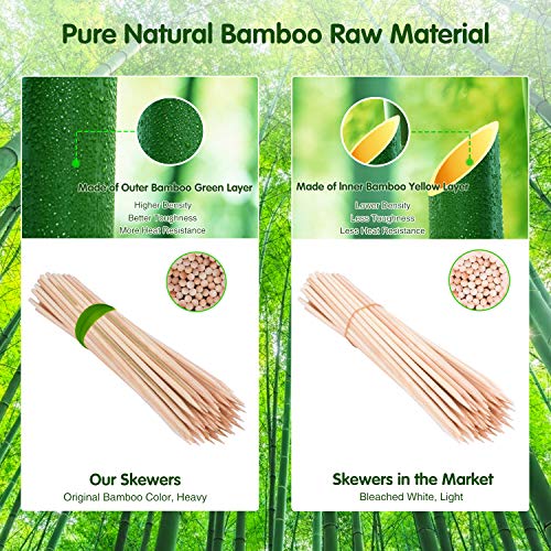 Minisland 12 Inch Premium Bamboo Skewers for Grilling 4mm Thick Sturdy BBQ Shish Kabob Heavy Food Sticks 100 Counts in 2 Packs-MSL141