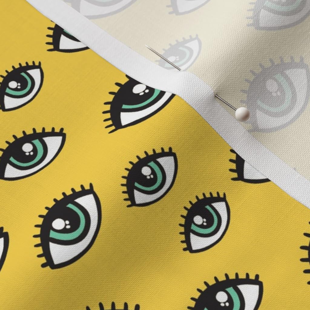 Spoonflower Fabric - Eyes Yellow Eye Pattern Look Funny Printed on Petal Signature Cotton Fabric by The Yard - Sewing Quilting Apparel Crafts Decor