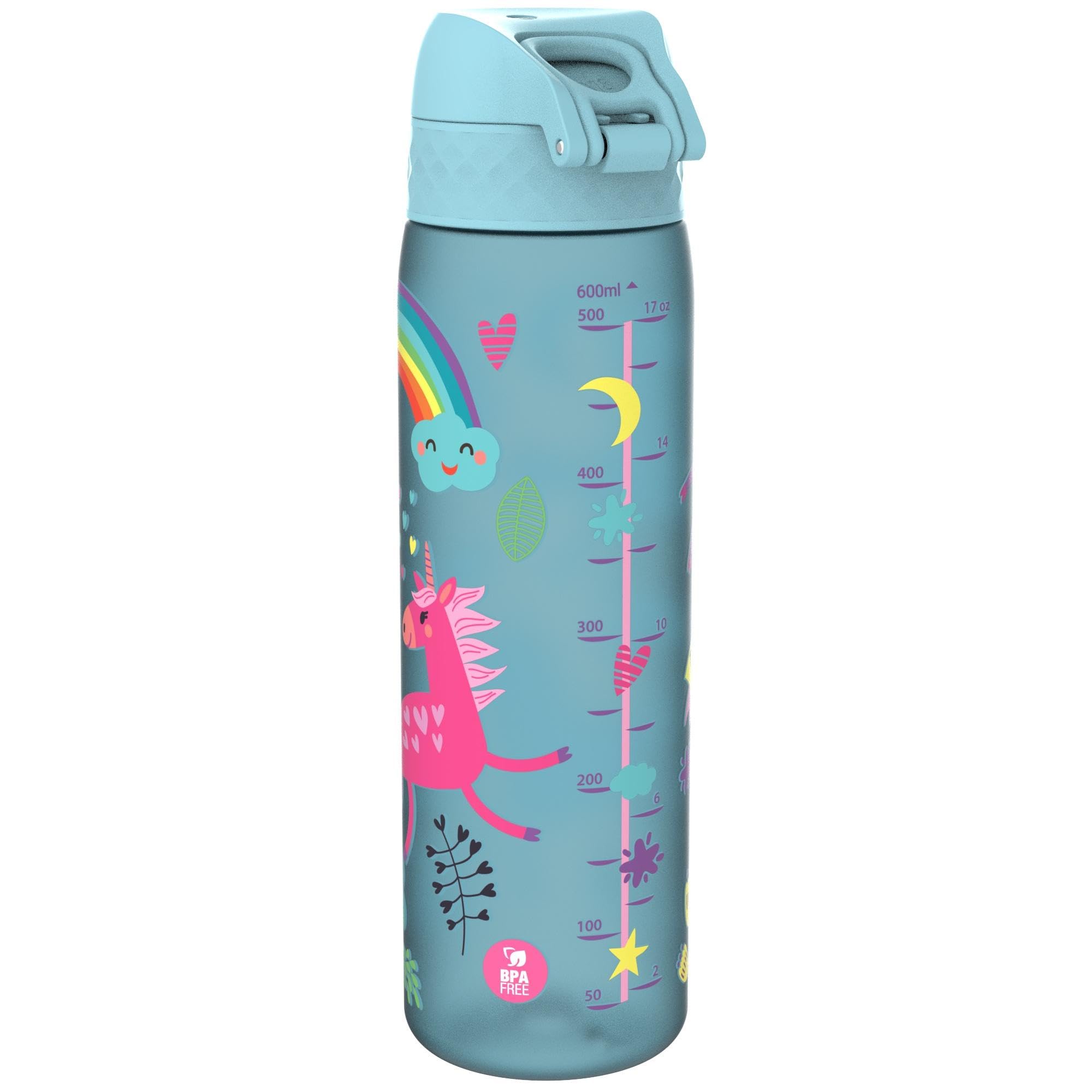 Ion8 Water Bottle, 500ml/18oz, Slim Leak Proof & BPA-Free Drinking Bottle, Secure Lock Prevents Spills, Dishwasher Safe - Image 2