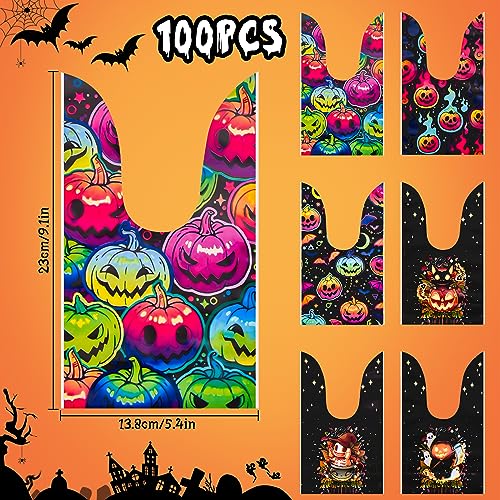 100 PCS Halloween Sweets Bags for Trick or Treat, Candy Bags 14 * 23cm, Biscuit Goody Pouches, Small Toy Party Supplies - Image 2