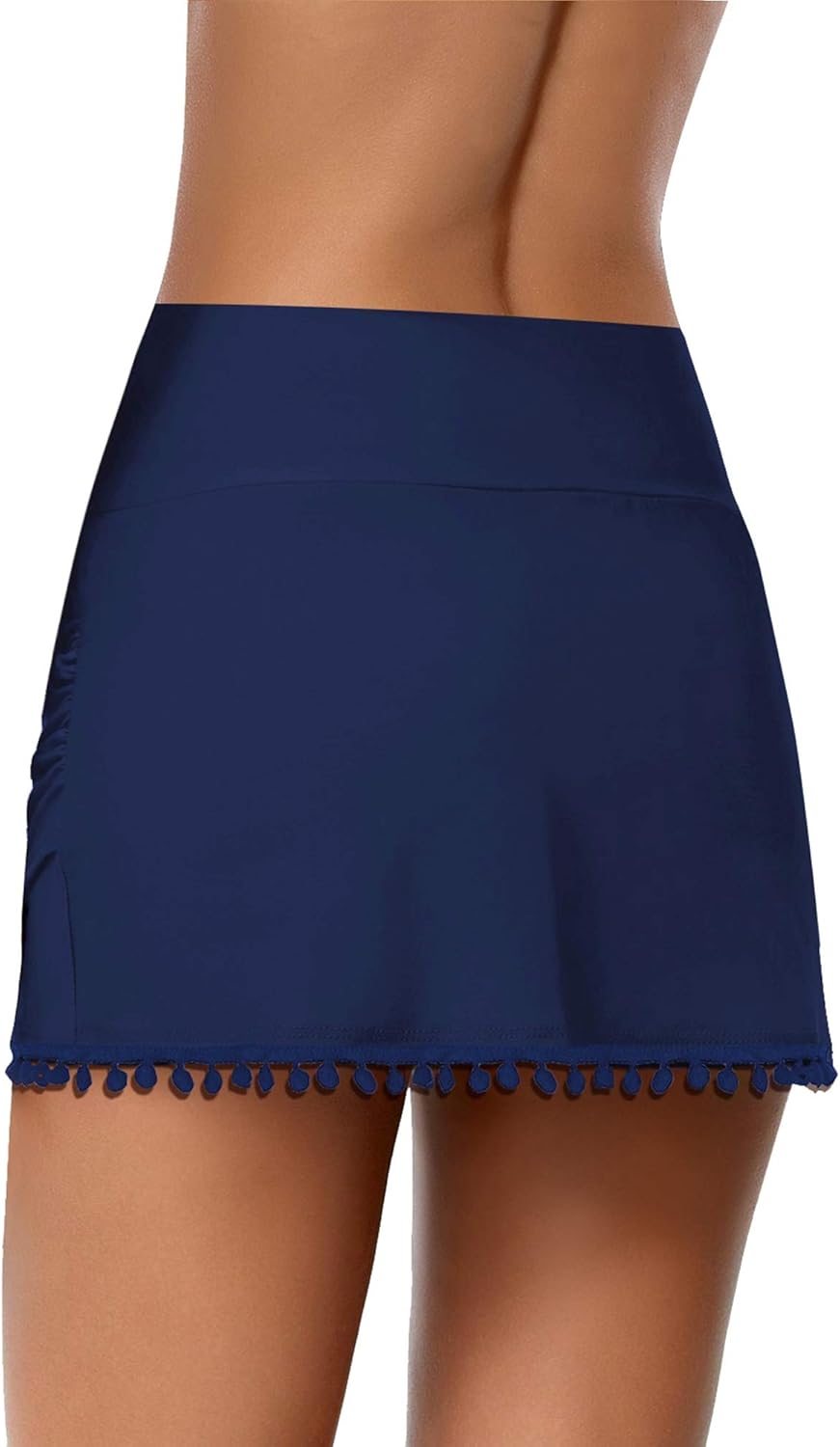 GRAPENT Women's High Waisted Bikini Bottoms Ruched Swimsuit Tulip Hem Swim Skirt - Image 2