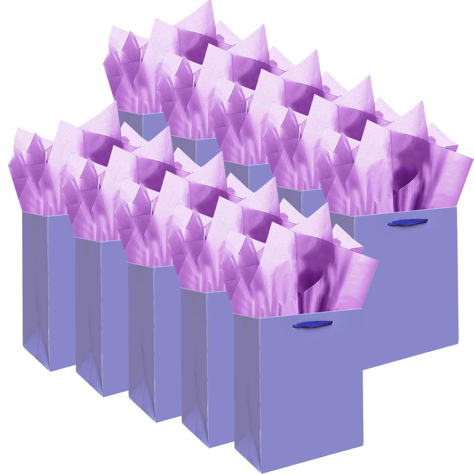 Gcardist Pack of 10 Purple Mini Gift Bags with Tissue Paper Handles, 6.3 x 4.7 x 2.4 inches, Small Gift Bags for Parties (20 Pieces Tissue Paper)