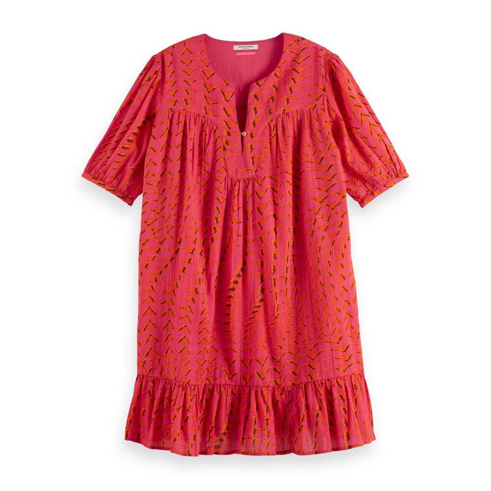 Scotch & Soda Womens Printed Maxi Casual Dress, House of Mirrors Pink, 10 UK