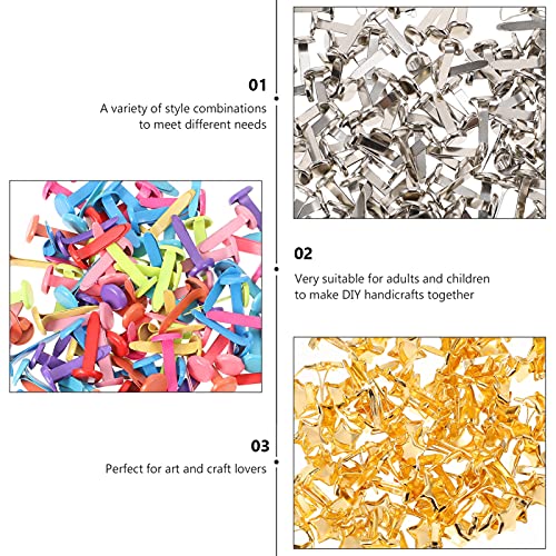 EXCEART Brads de Metal Prendedores De Papel Rodada Brad Do Metal Alicate Perfurador Scrapbooking Bra