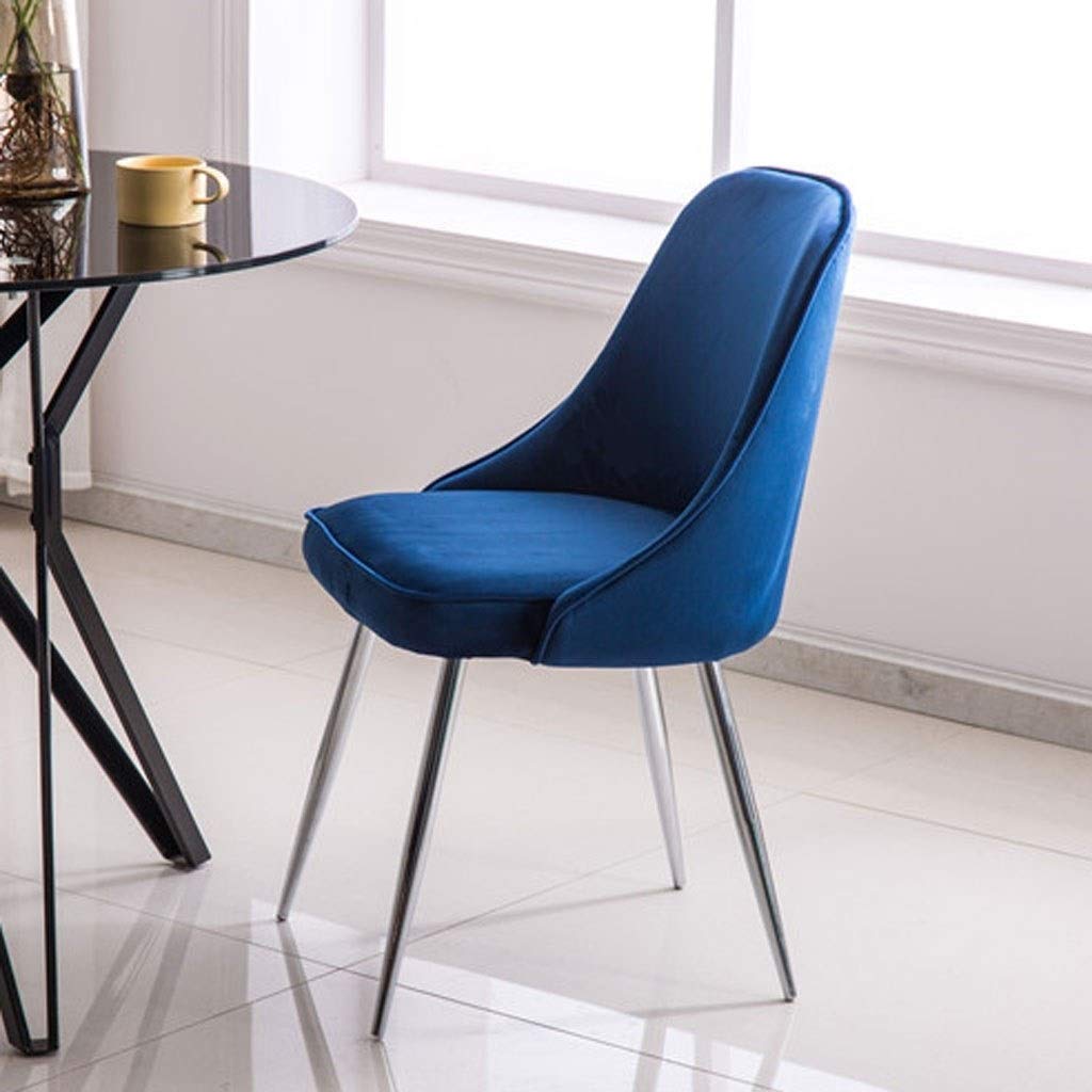 SJIALEN 1/2/4pcs Kitchen Dining Chairs,for Office Lounge Dining Kitchen Bedroom with Backrest Soft Cushion Velvet Reception Chair Kitchen Chair (Color : Blue, Size : 4pcs)