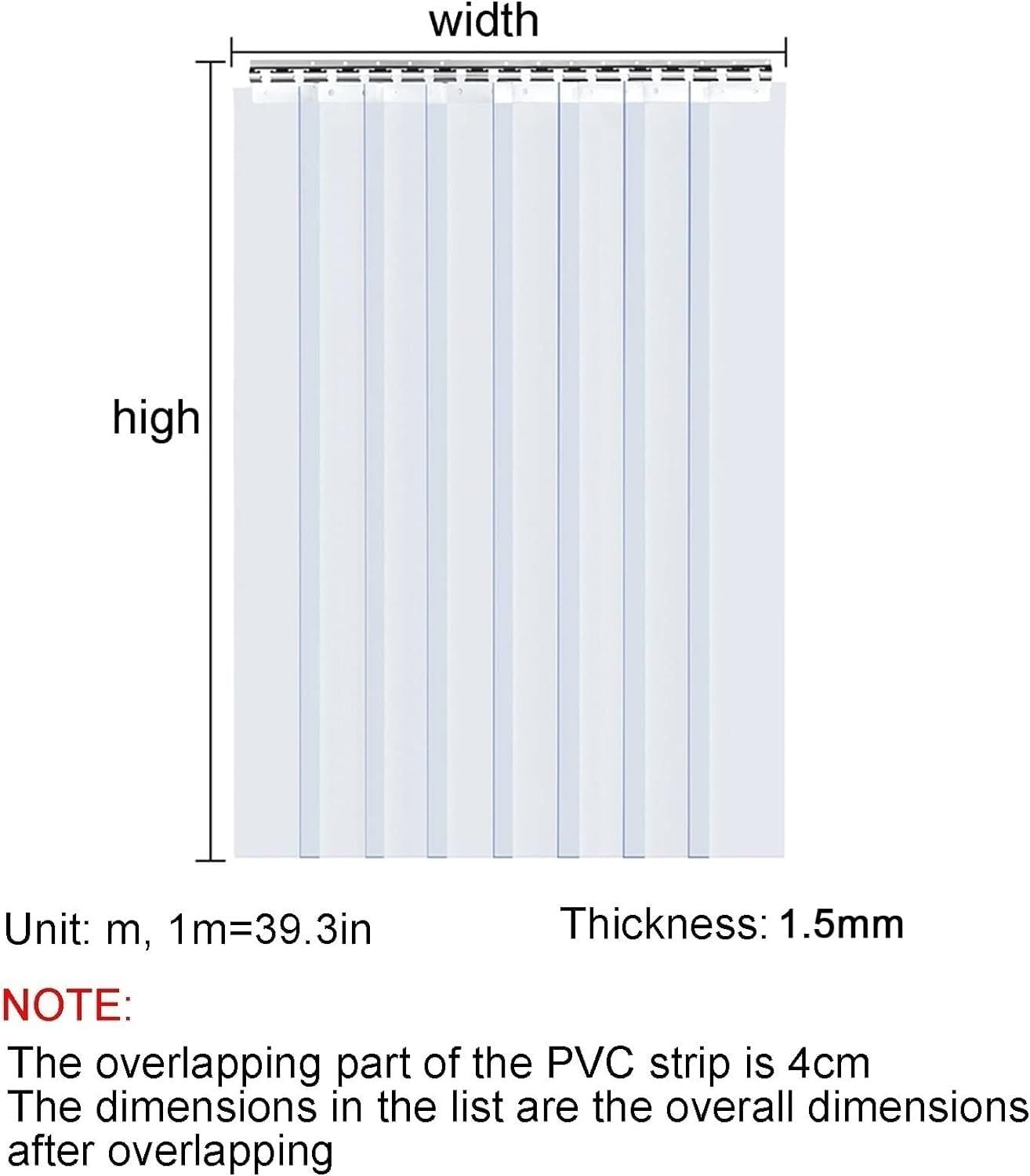 Rideau à bandes en PVC de 1,6 mm d'épaisseur – Solution polyvalente pour porte d'intérieur/extérieur, réduction du bruit, facile à installer et à entretenir, idéal pour les maisons et les entreprises