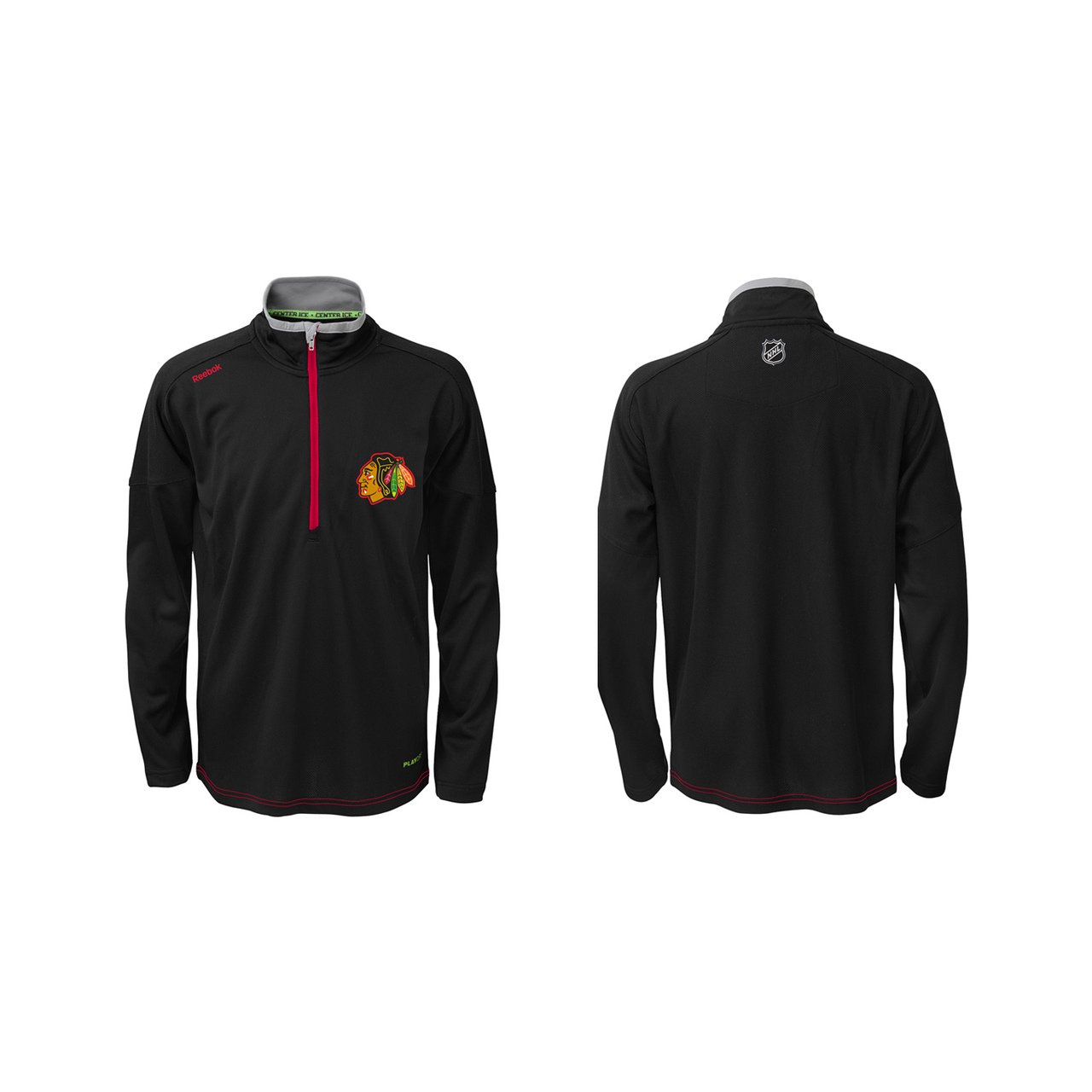 Reebok Chicago Blackhawks Youth Grinder TNT Coaches 1/4 Zip - Black,