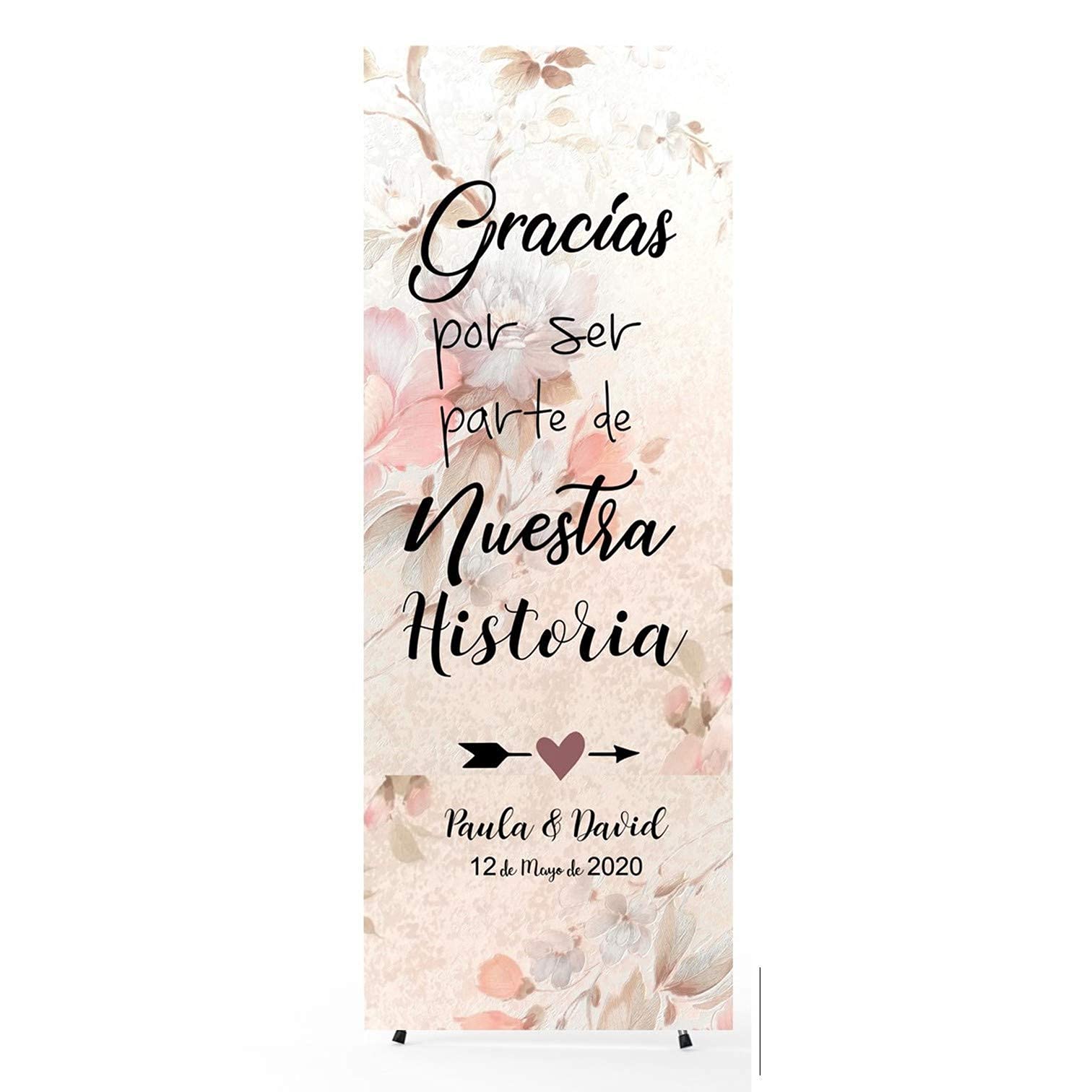 Cartel de Boda Personalizado. Adornos para bodas. Photocall. Soporte plegable y portátil. Banner Boda. Bienvenidos a nuestra Boda "Gracias por ser parte de nuestra historia"