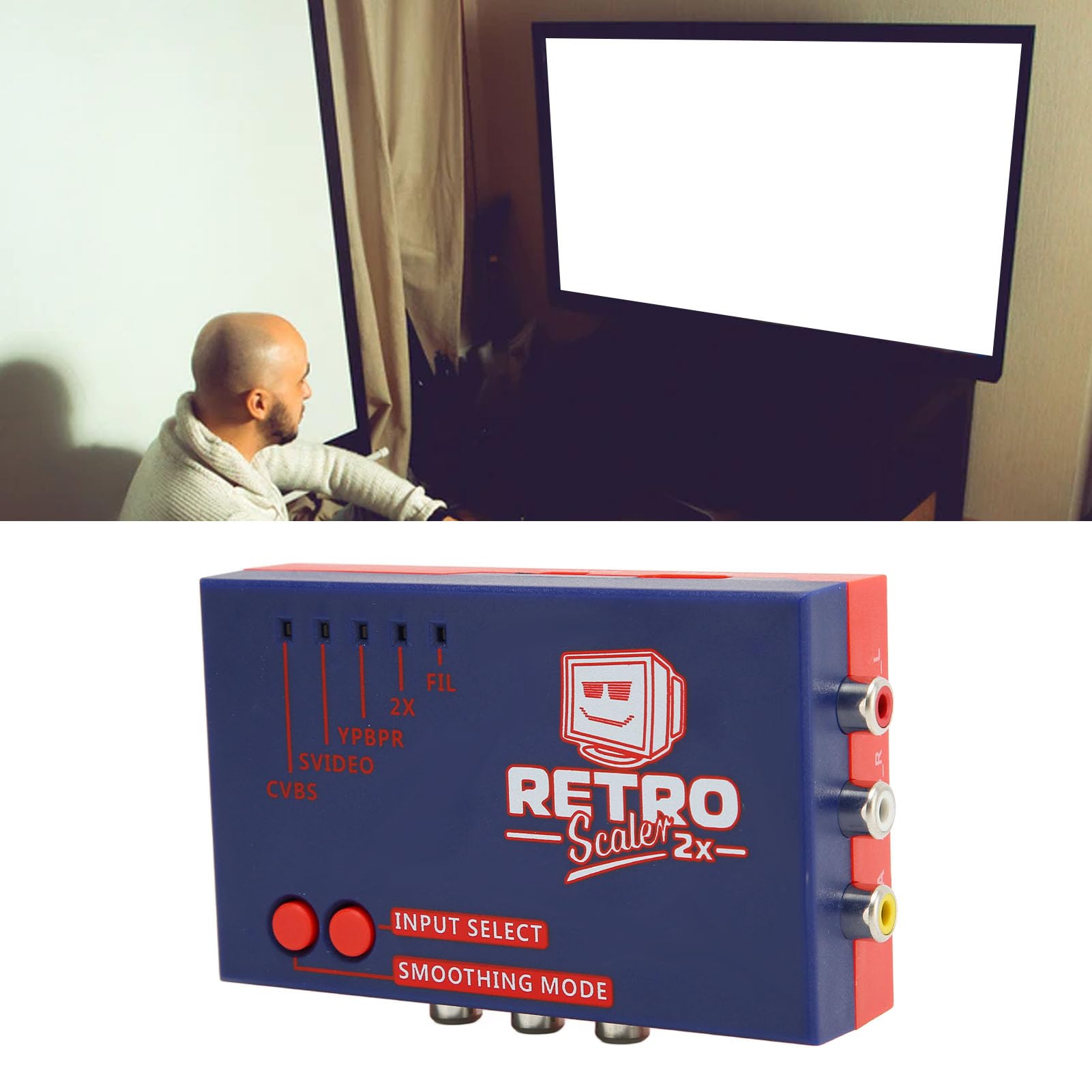 Srliya Convertidor Retroscaler2x AV a HDMI, Adaptador de Juego Retro 480p a TV, Duplicador de Señal, Excelente Rendimiento de Sonido