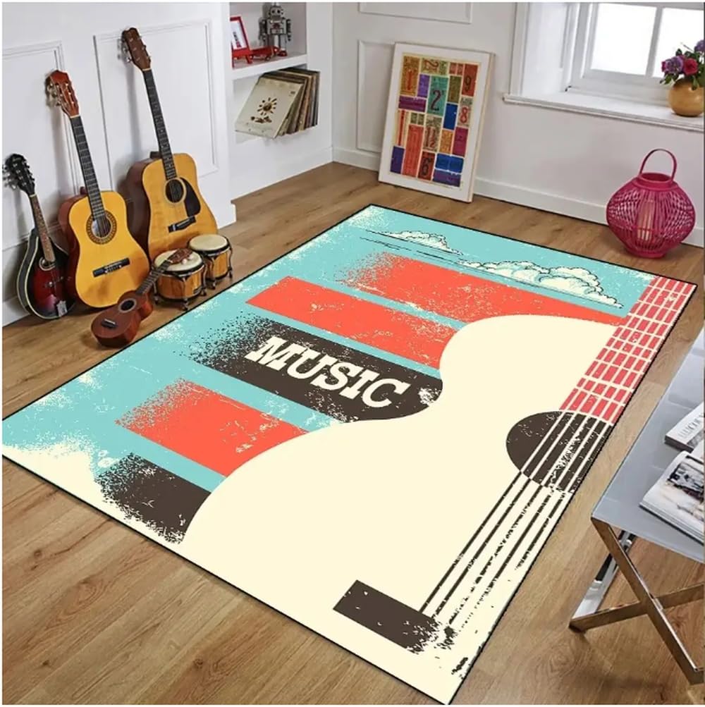 Tapis de sol guitare vintage doux antidérapant fini les tapis qui glissent au salon