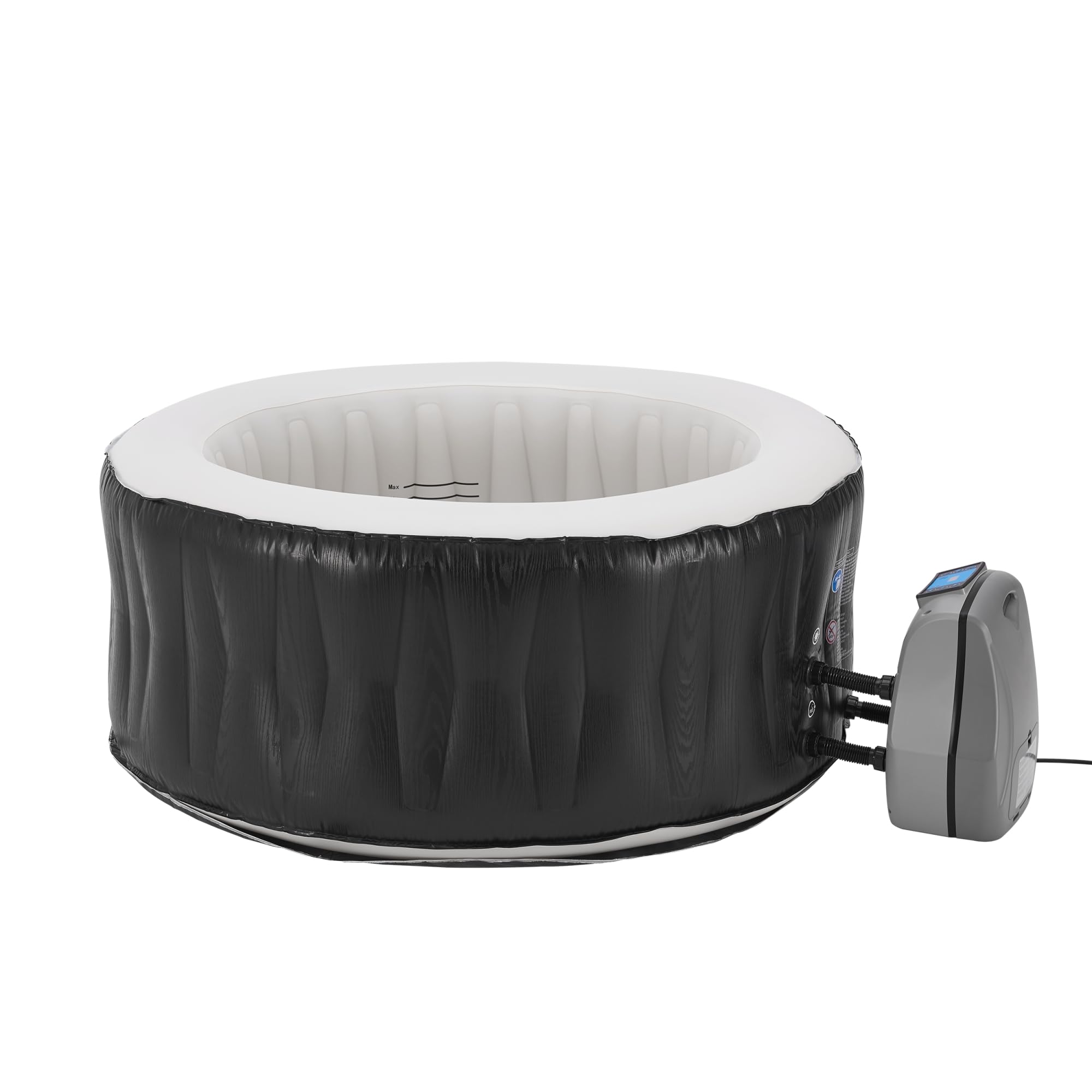 pro.tec Nadmuchiwany basen z hydromasażem Carbone dla 3 osób zewnętrzna wanna spa z masażem i 105 dyszami masującymi basen z pompą i filtrem 165 x 70 cm podgrzewany basen ogrodowy okrągły czarny