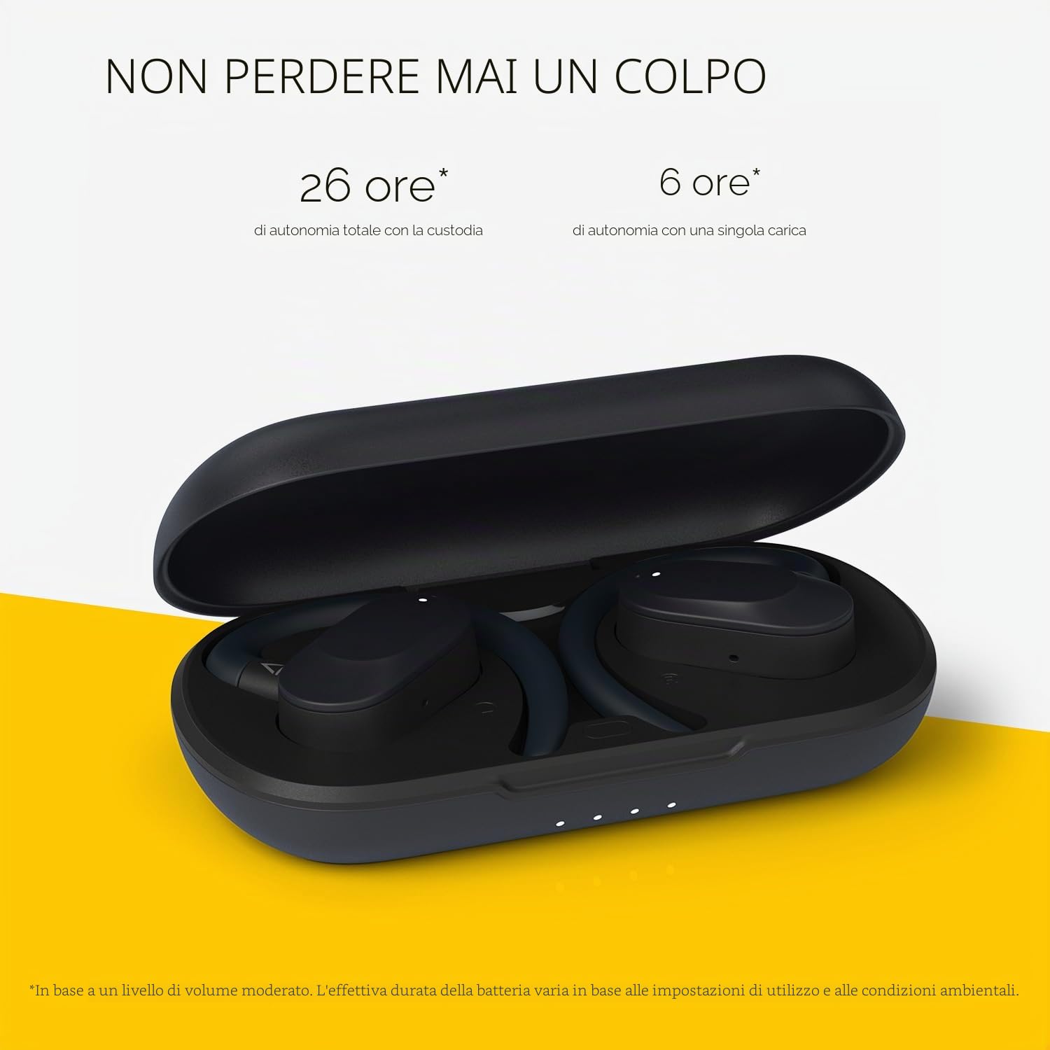CREATIVE Outlier Go Cuffie wireless open-ear con vestibilità regolabile e ganci per le orecchie, tempo di riproduzione totale fino a 26 ore, due microfoni, Bluetooth 5.4, IPX4 (Blu scuro)