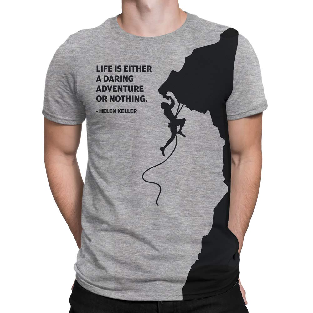 FitrangiGrey Climbing T-Shirt - Life is a Daring Adventure