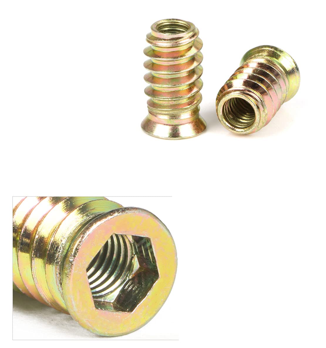 20 pezzi boccole filettate, dadi a testa esagonale, in acciaio al carbonio zincato, M6 M8 M10, filettatura completa Hex (M6 x 13 mm)