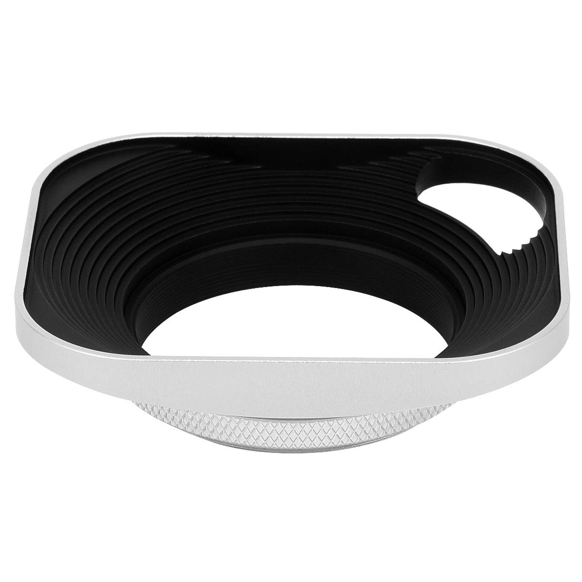 Haoge LH-S43P - Parasol cuadrado de metal de 43 mm para objetivo de rosca para cámara Leica con lente de rosca E43 de 43 mm, color plateado