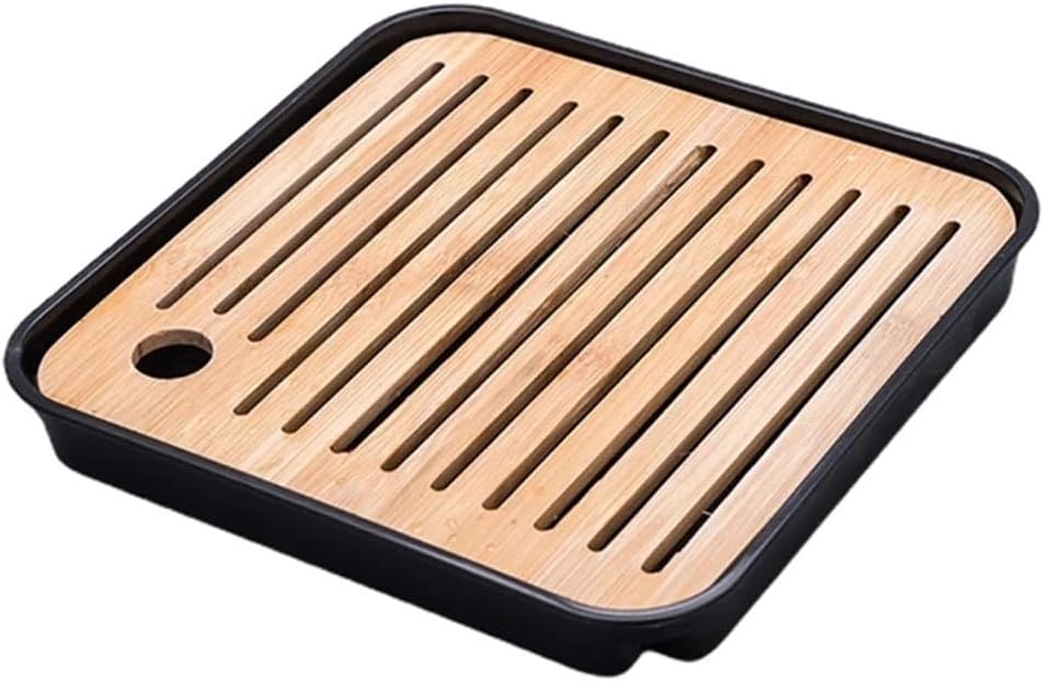 Square Dry Soak Tea Tray Wooden Drainage Water Storage Board(Argento 7.87x7.87x1.37in)