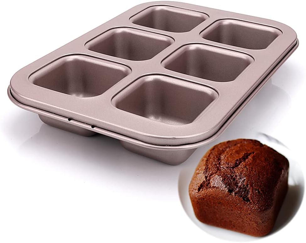 1 6 12 Cups Square Cube Nonstick Heavy Carbon Steel Cake Mold Jelly Pudding Molding Cheese Tart Mould DIY Home Bakeware Gadgets (1pc 6-cup Square Cake Mold)