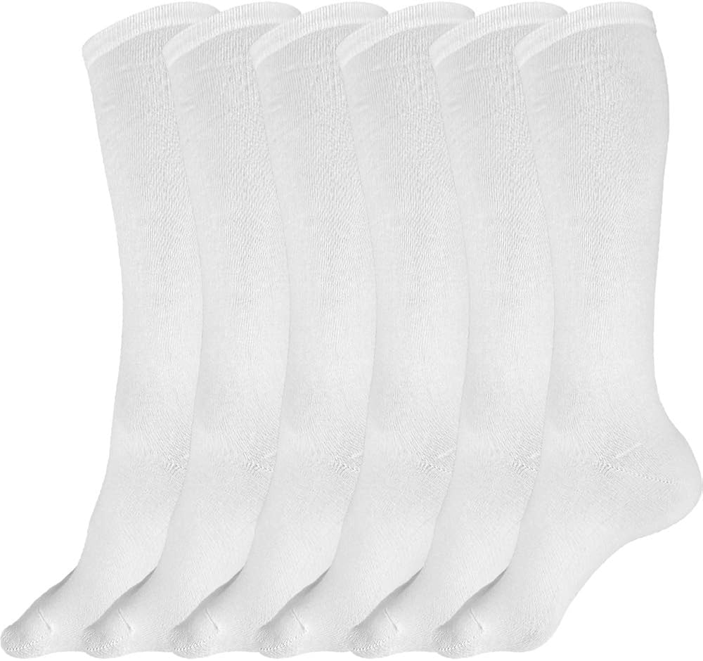 3 Pairs of Boys and Girls Solid Knee High Uniform Socks for School, Soccer, Football, AFO etc.: Clothing