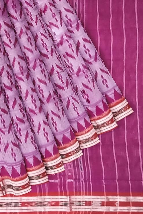 Image of Ikat Women's Cotton Saree, Handmade Pure Cotton Khandua Saree, Ikkat Orissa Traditional Handloom Saree Without Blouse