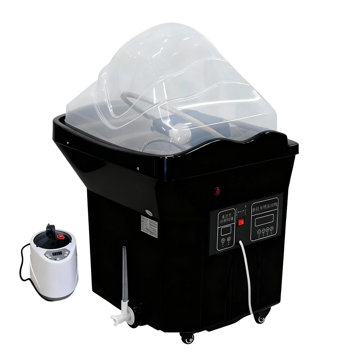 Head-spa dispositivo con cascata e massaggio idrojet – Vaschetta massaggiante professionale con cromoterapia a 7 colori, ideale per saloni, spa e casa (nero + affumicatore)