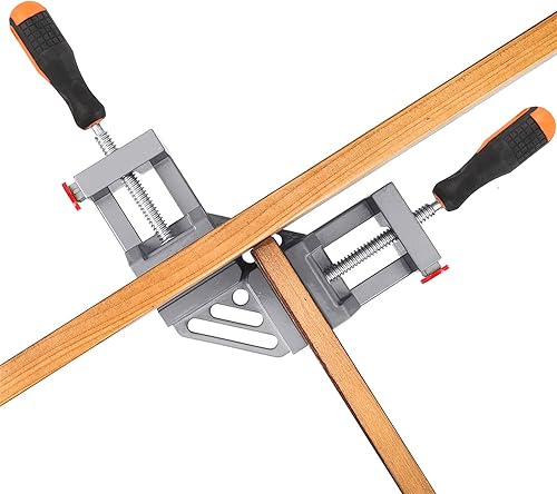 Miniatura 6 de HOIGON Paquete de 2 abrazaderas de esquina de doble mango, abrazadera de esquina de ángulo recto de 90 grados con mandíbula oscilante ajustable