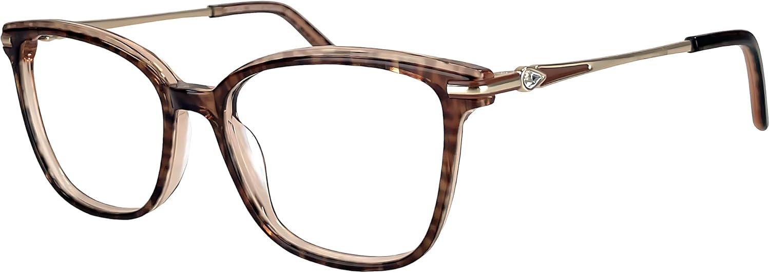 ProEyes Polaris, Progressive Multifocal Acetate Reading Glasses, Zero Magnification on Top Lens, Anti Blue Light Resin Lens (Brown, 3.00 x)