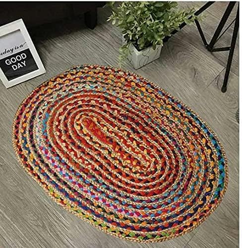 Miniatura 2 de Chindi - Alfombra de trapo de algodón de yute de 2 x 3 pies, alfombra reversible, alfombras para sala de estar, alfombras de cocina, alfombra de
