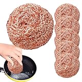 6 Estropajos Recubiertos De Cobre, Estropajo, Bola De Alambre De Cobre Antiadherente, Estropajo Utilizado para Platos, Ollas, Sartenes Y Hornos, Esponjas De Metal para Cocina Y Baño