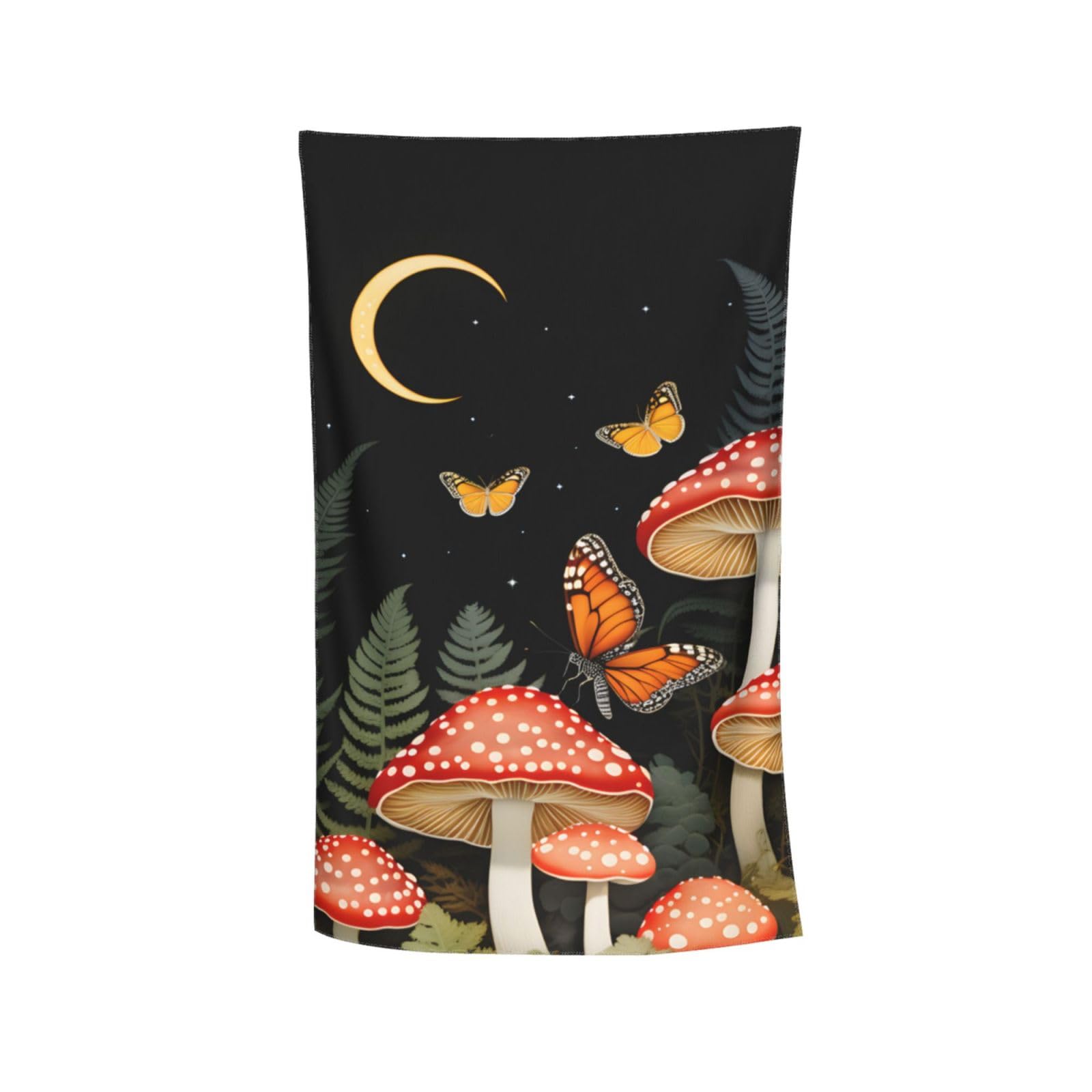 LSRCPD Vintage Mushroom Beach Towel,32x52in,Quick-Dry Sand-Free Fern Bath Towels,Microfiber Lightweight for Travel Pool Yoga Beach Outdoor Activities Decor Accessories Gifts (Mushroom and Butterfly)