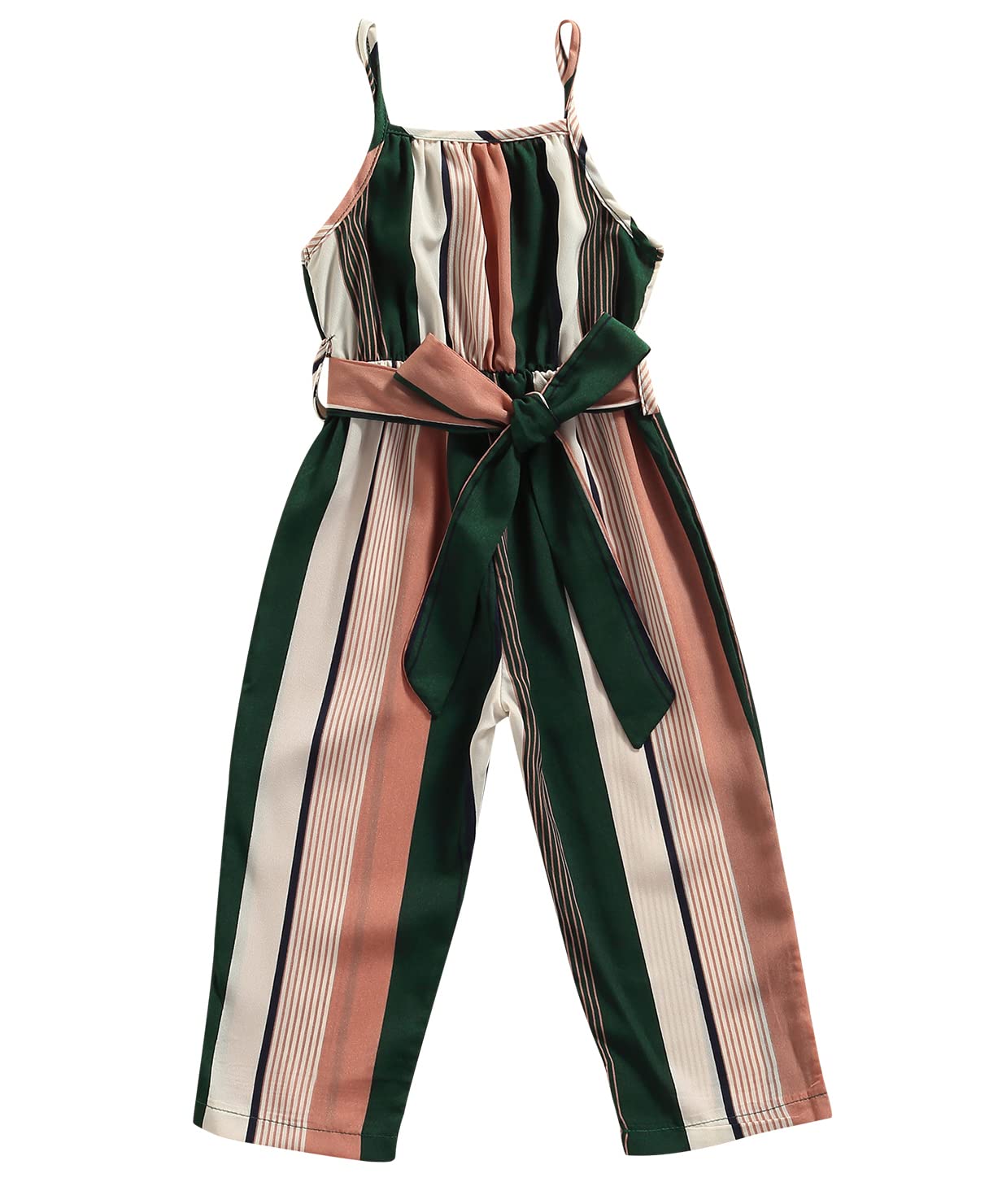 ZAXARRA Toddler Baby Girl Jumpsuit Romper Stripes Overalls Bell Bottom Pants Baby Girl Clothes (1-2 T, Green)