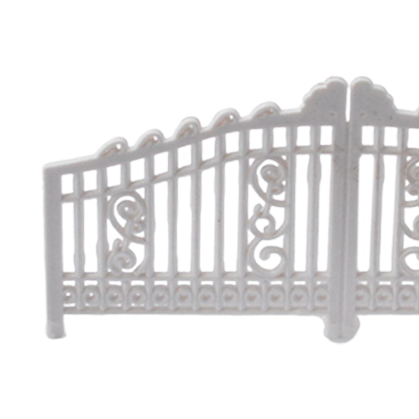 10x Garden Gate Model Miniature Versatile Sturdy White Scene Courtyard Fence Height 3.5 cm-image-35