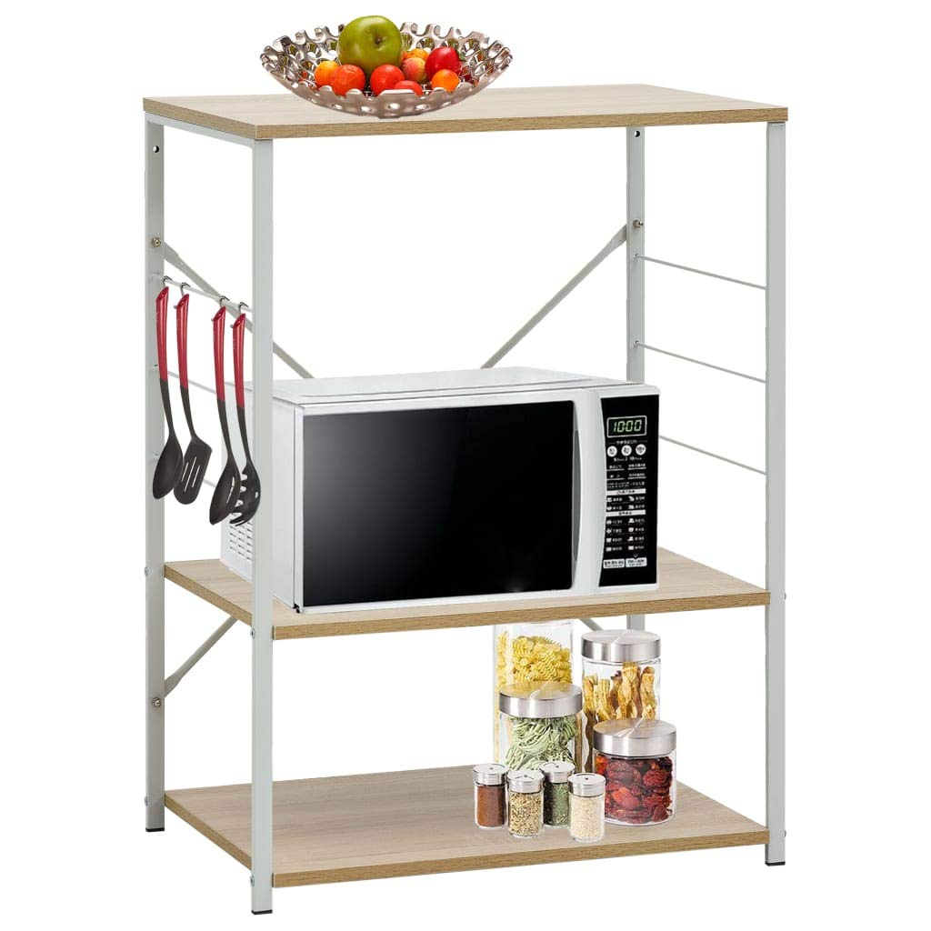 Mikrowellenregal Weiß Eiche 60×39,6×79,5 cm Holzwerkstoff,Heim & Garten,Küche & Esszimmer,Küchenhelfer & -utensilien,Küchenorganizer,Küchenutensilienhalter & -ablagen,Weiß,9.3 kg-288237
