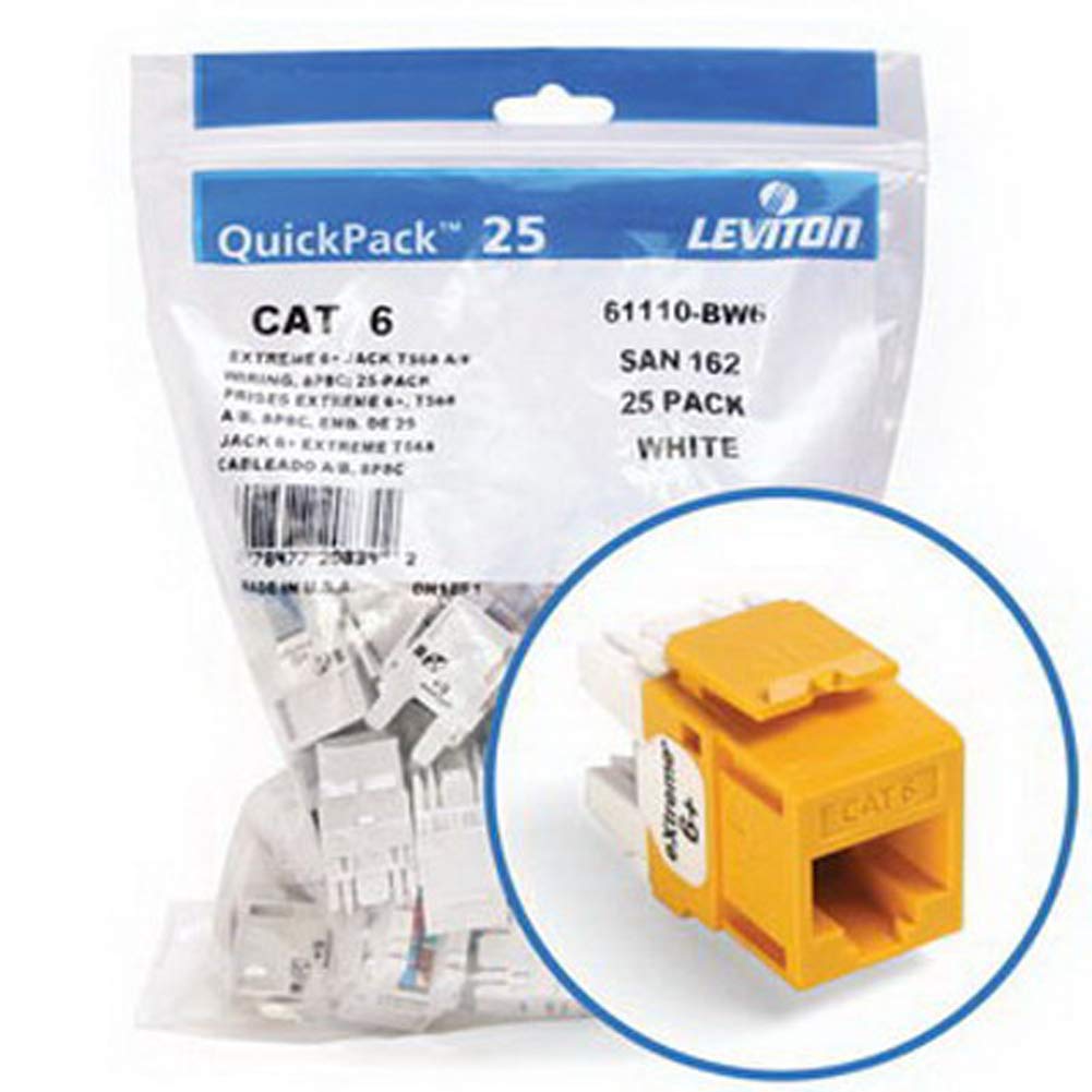 Amazon.com: Leviton Extreme 6+ QuickPort Connector, CAT 6, 25-Pack
