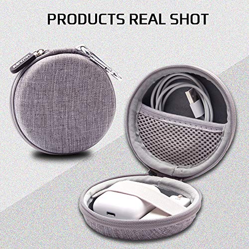 Round Headphones Case Asmotim Earbuds Case Eva Mini Cable Organizer Storage With Durable Exterior,Soft Cloth Inner [2-Pack] #TOP1