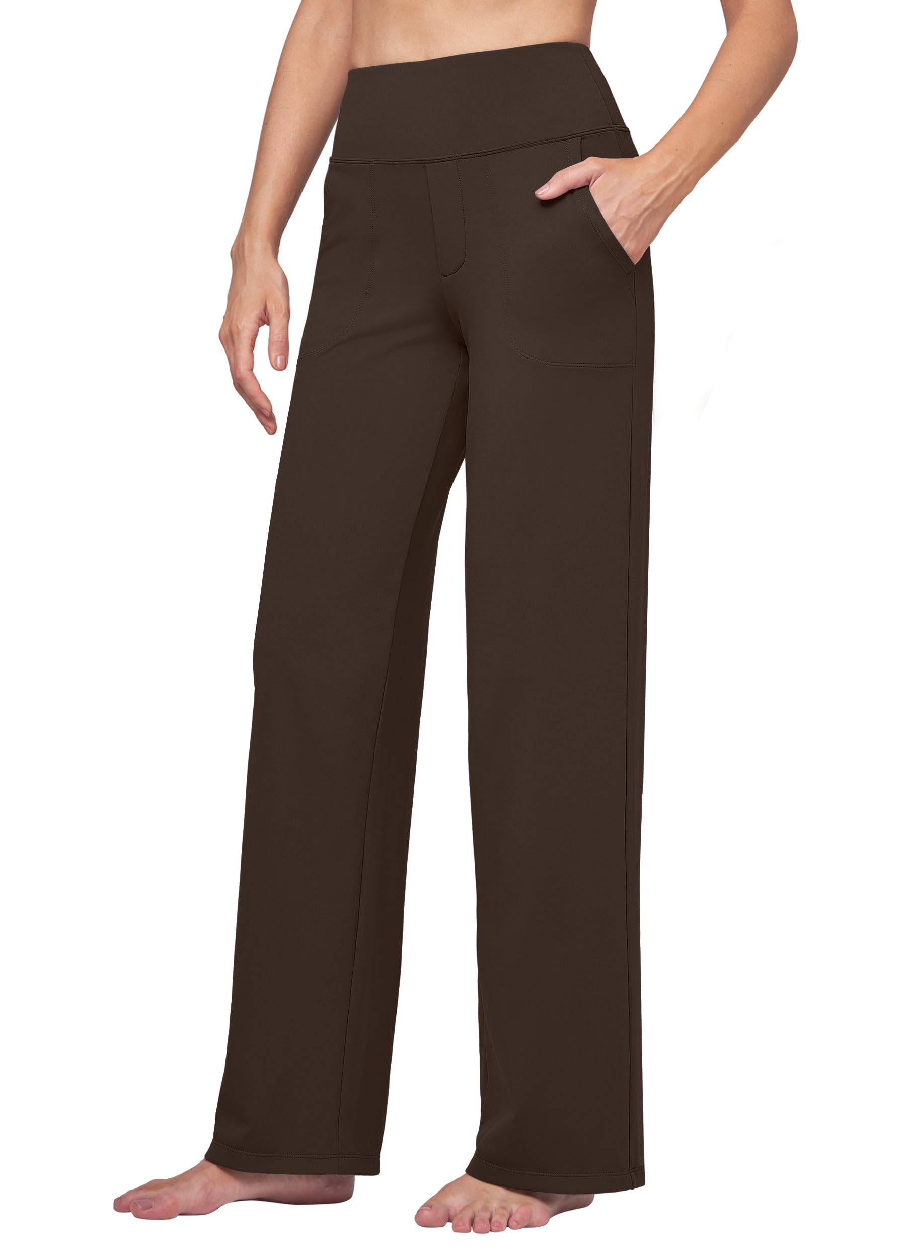 WILLIT Yogahose Damen Weite Bein Hose Stretch Sporthose Jogginghose High Waist Bauchkontrolle Freizeithose Arbeit lässige Hose mit Taschen
