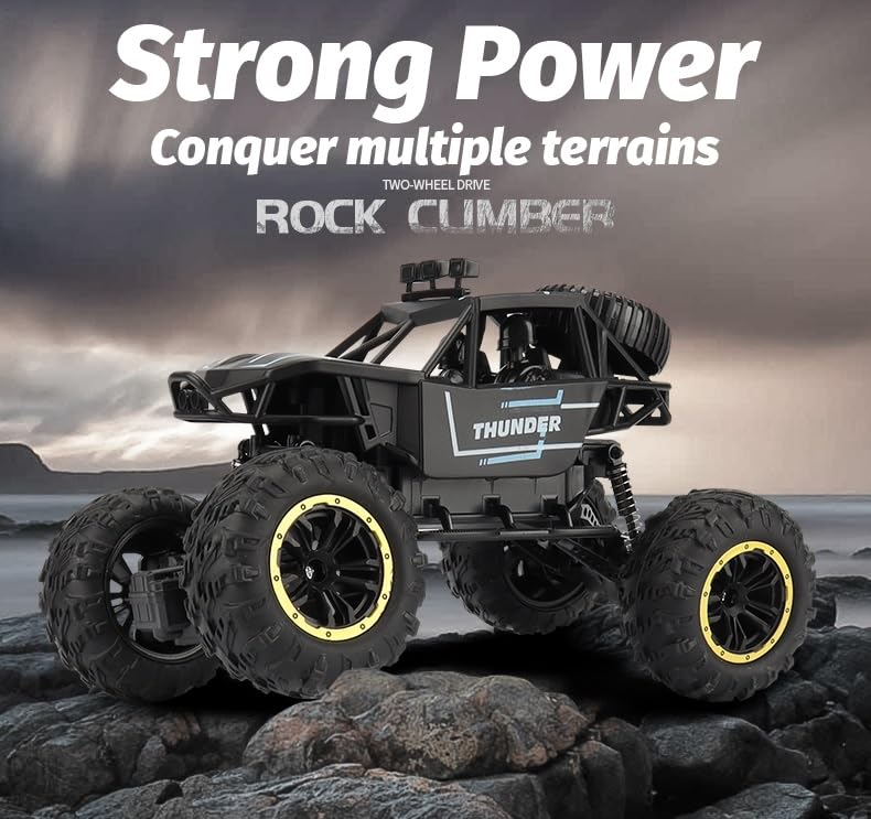 Image of CADDLE & TOES Monster-Like Model Sports Car with Remote Control and Speed Gun (Green, Thunder Black) - Kids' Toy