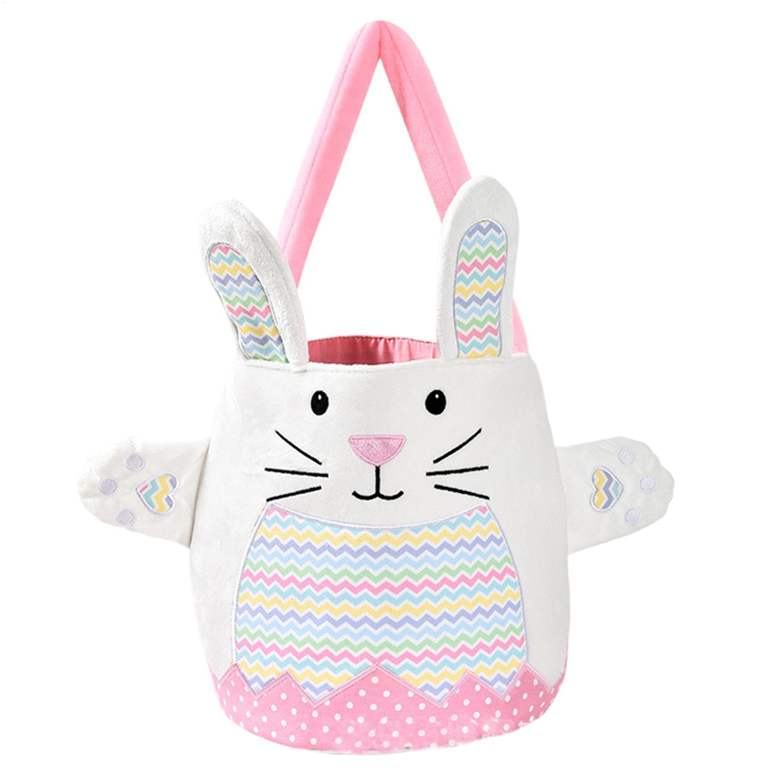 Sacs de chasse aux œufs de Pâques en tissu et grand panier lapin